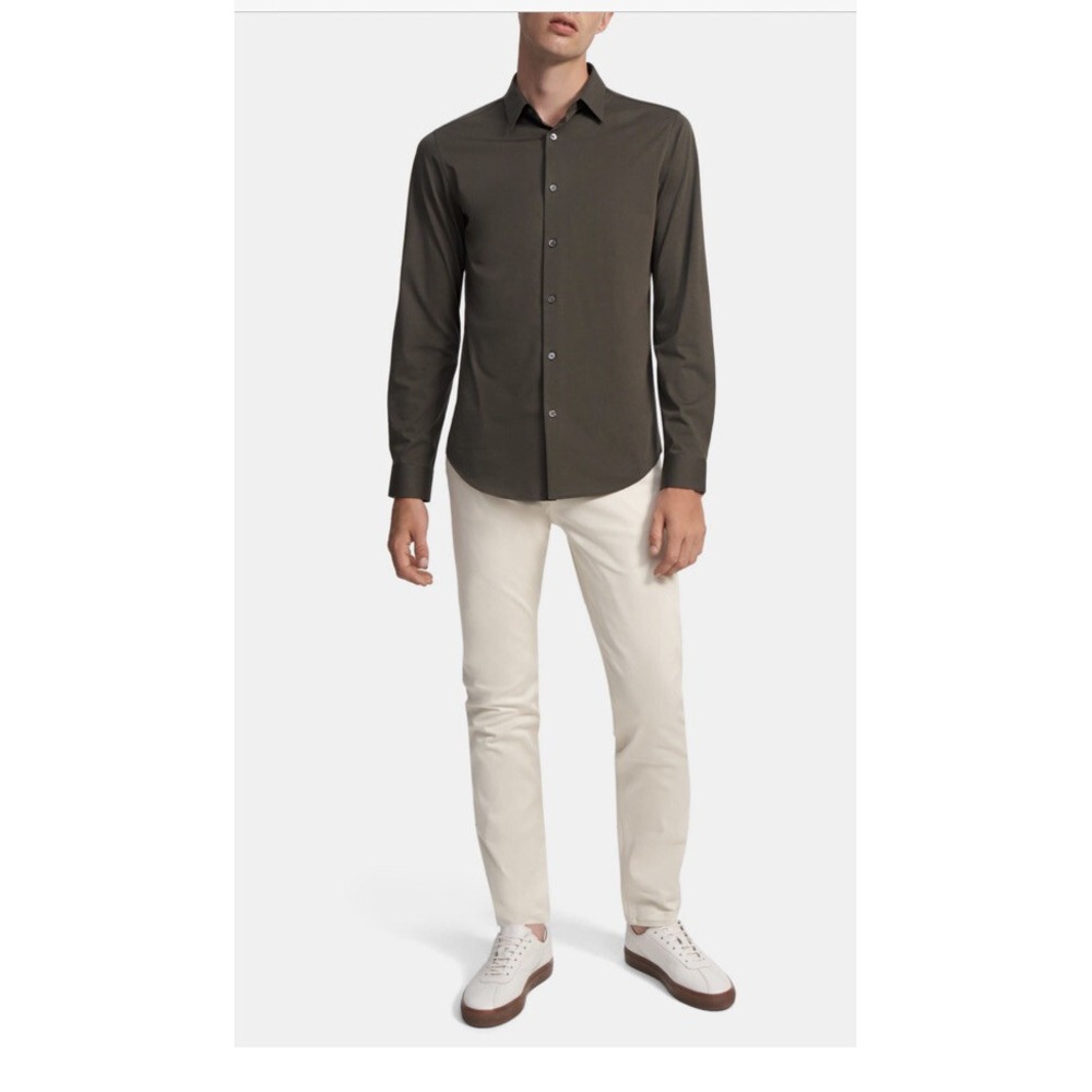 Theory Raffi Slim-Fit Five-Pocket‎ Pant in Stretch Cotton Twill 31*25 Ivory Mens